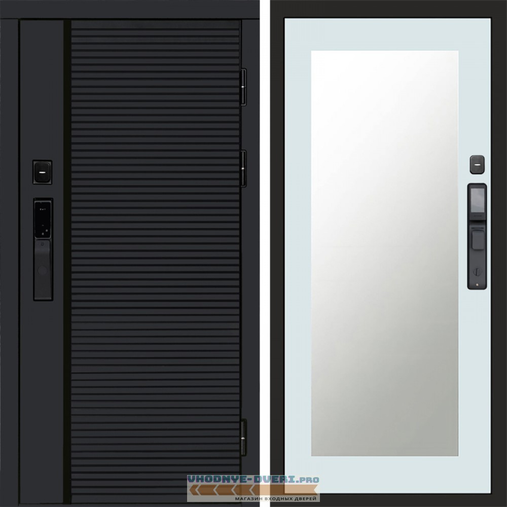 Дверь Termo Door  Smart (Смарт) Black Line Зеркало Триумф Белый софт